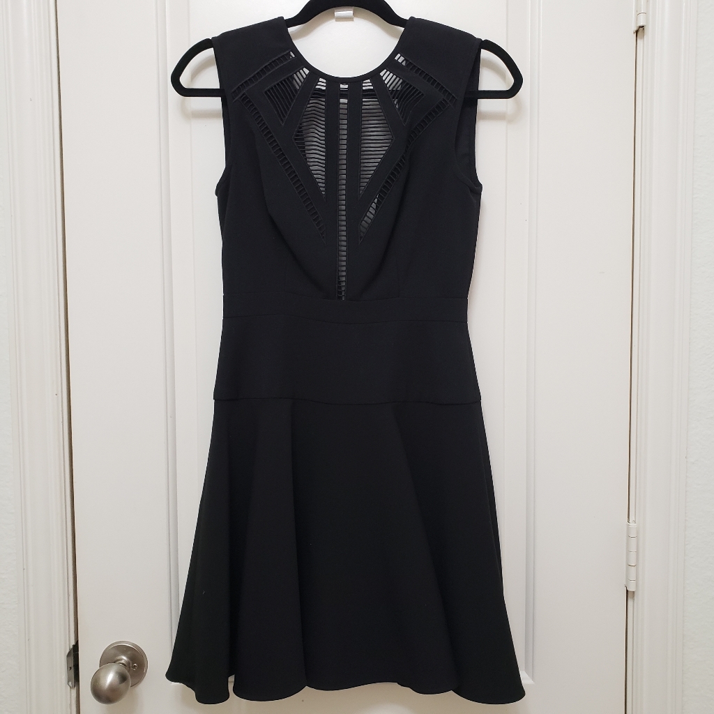Bcbgmaxazria Embroidered Sheer-Trim Dress